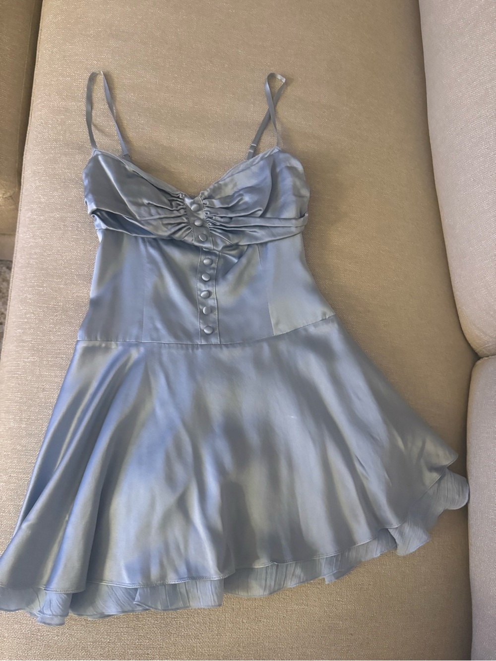 Reformation Ursula Silk Dress Blue - Picture 5 of 6